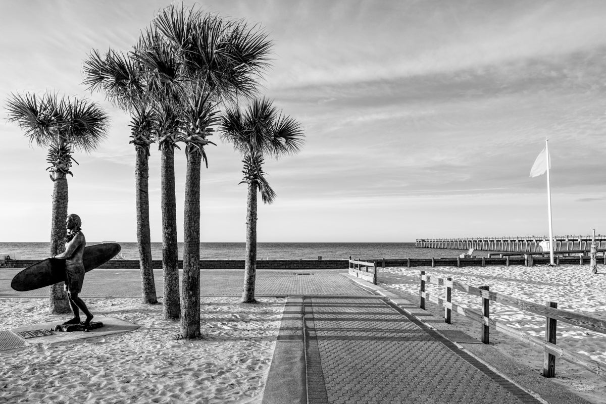 Paved Walkway To Pensacola Beach Grayscale by Jennifer White