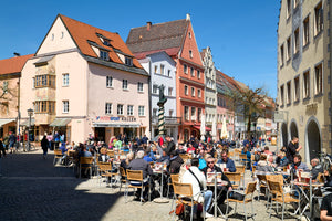 Germany Bavaria Romantic Road. Fussen. Outdoor restaurants and cafe by Marco Brivio