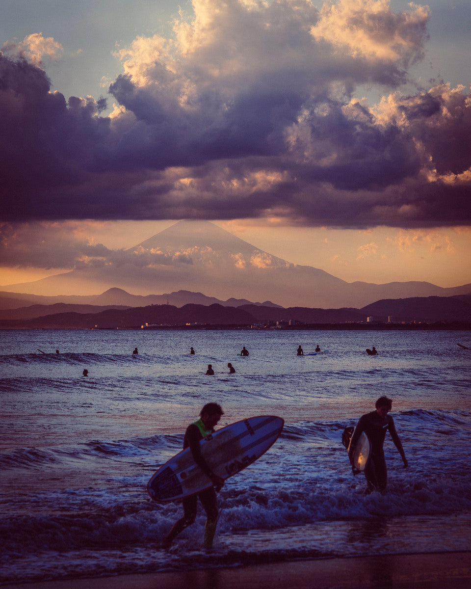 Surfing under Mt. Fuji  by Raisa Mirza