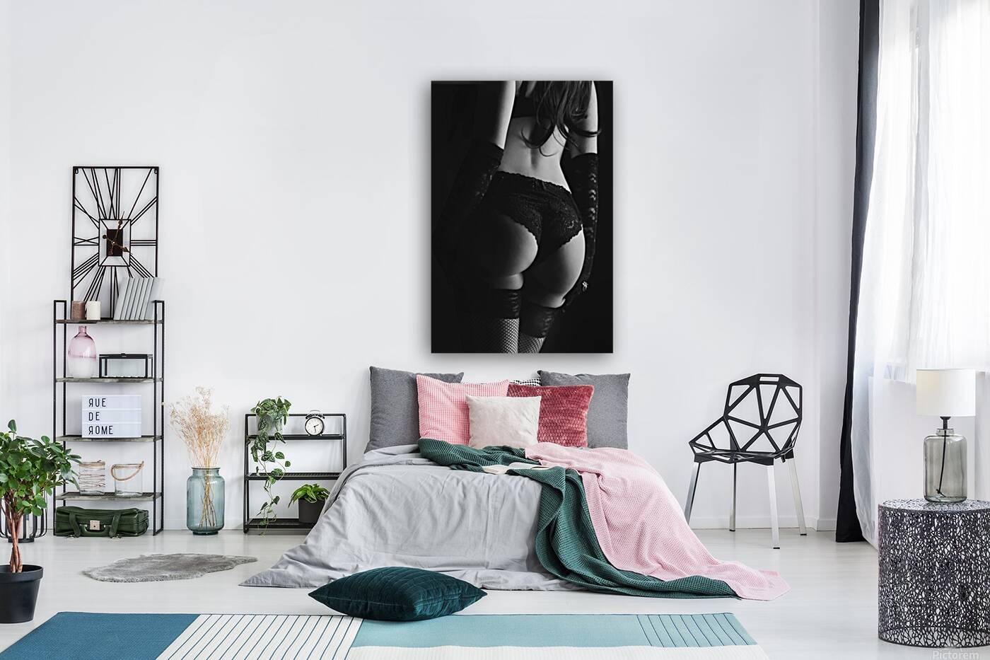 Woman in black lingerie from behind by Jelena Jovanovic Fine Art